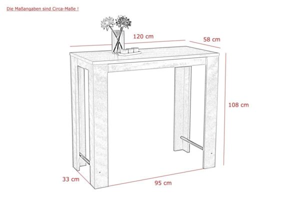 Bartisch Frieda II Eiche Old Wood Nachbildung Holzwerkstoff B/H/T: ca. 120x108x58 cm – Bild 2
