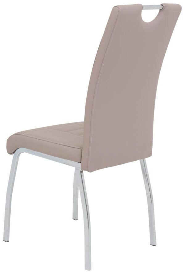 Stuhl Andrea 4er Set Cappuccino Chrom Kunstleder Metall B/H/T: ca. 43x100x64 cm – Bild 4