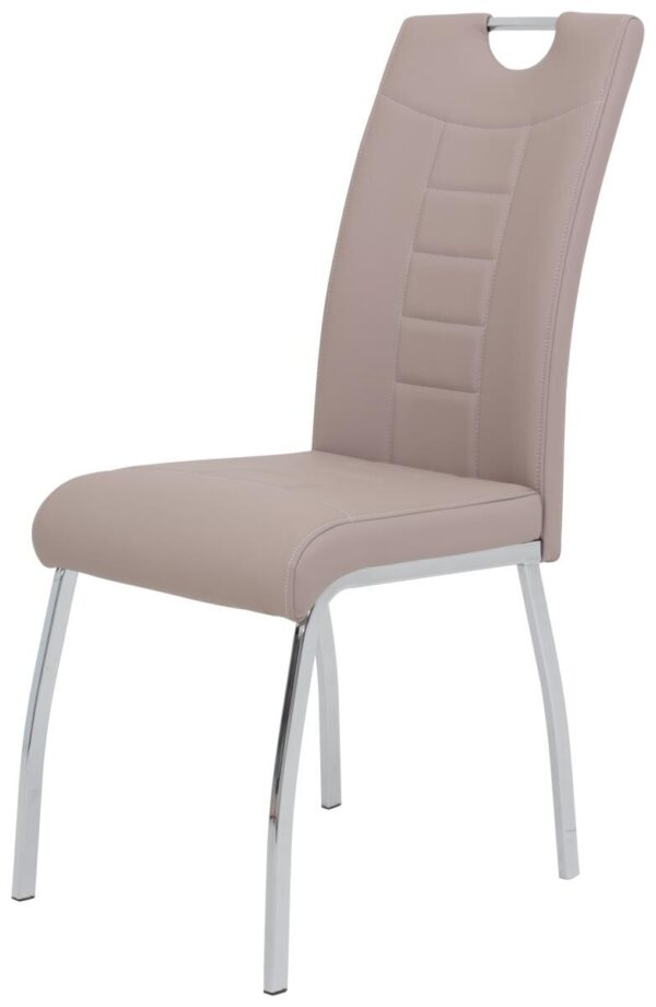 Stuhl Andrea 4er Set Cappuccino Chrom Kunstleder Metall B/H/T: ca. 43x100x64 cm – Bild 5