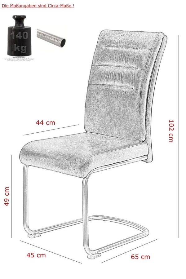Schwingstuhl Paula 4er Set braun Schlamm Microfaser B/H/T: ca. 45x102x65 cm – Bild 5