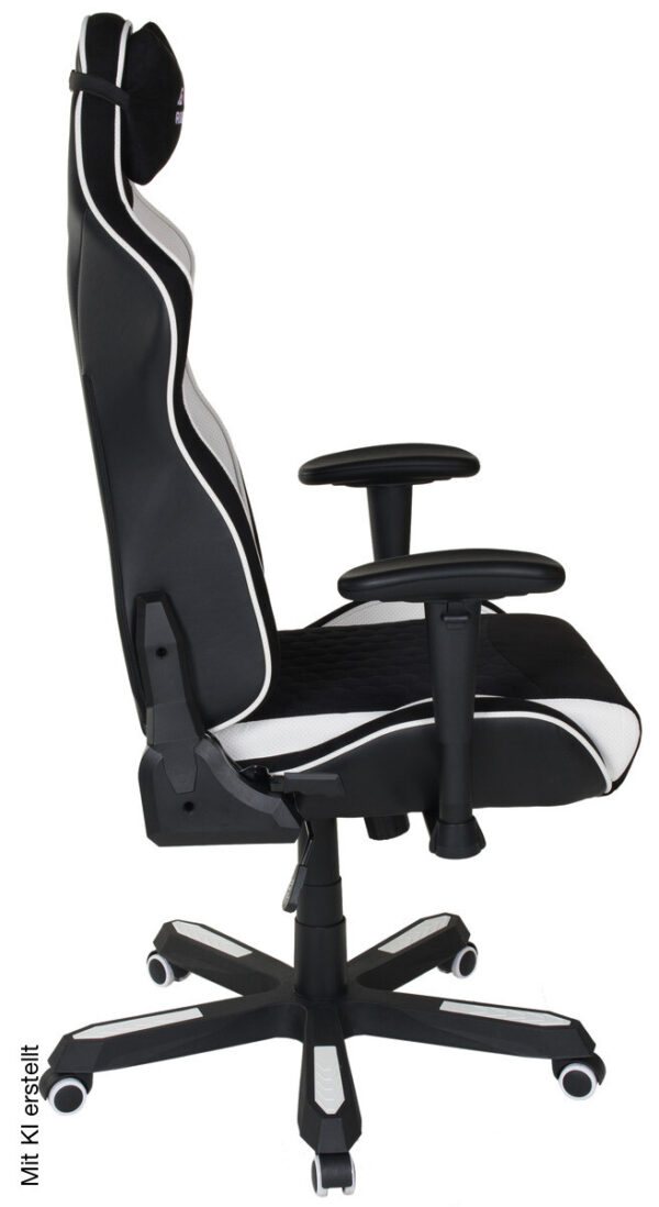 Gaming-Sessel Game-Rocker schwarz weiß Kunstleder Microfaser – Bild 4