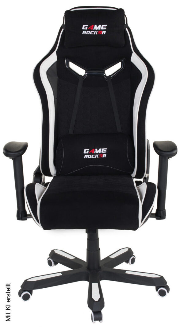 Gaming-Sessel Game-Rocker schwarz weiß Kunstleder Microfaser – Bild 5