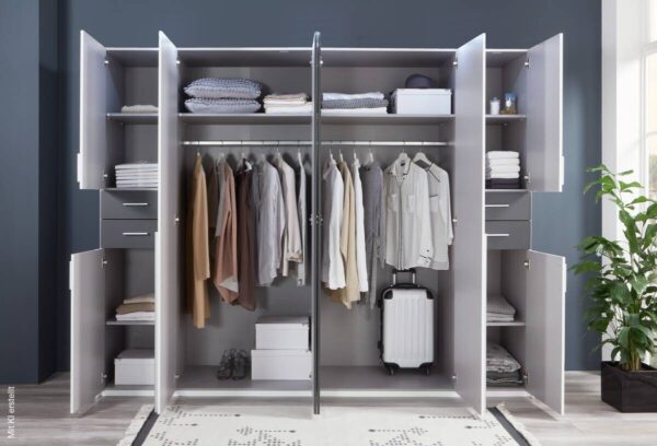 Kleiderschrank Vegas weiß Graphit B/H/T: ca. 270x208x58 cm – Bild 3
