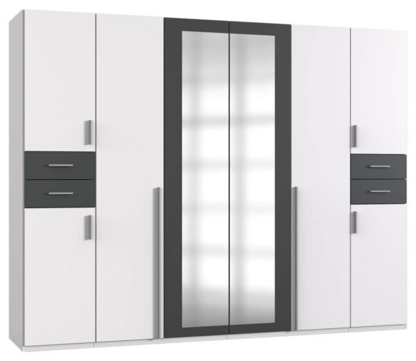 Kleiderschrank Vegas weiß Graphit B/H/T: ca. 270x208x58 cm – Bild 4
