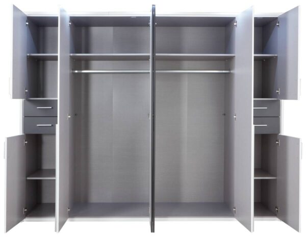 Kleiderschrank Vegas weiß Graphit B/H/T: ca. 270x208x58 cm – Bild 5