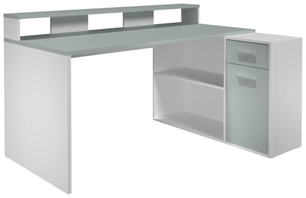 Schreibtisch Gamer hellgrau matt weiß matt B/H/T: ca. 160x92x115 cm – Bild 2