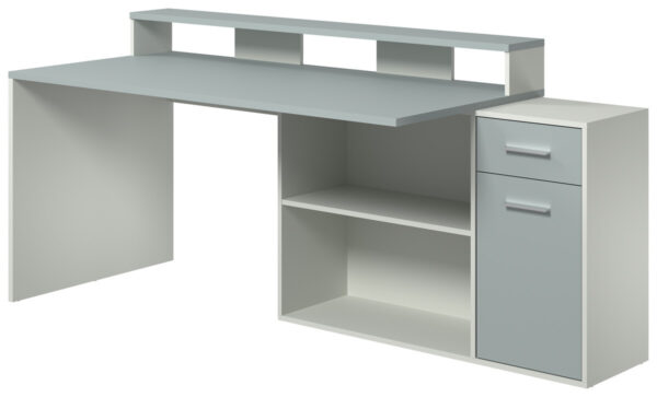 Schreibtisch Gamer hellgrau matt weiß matt B/H/T: ca. 160x92x115 cm – Bild 3