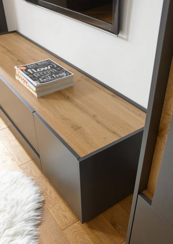 TV-Lowboard City Eiche Wotan Nachbildung anthrazit B/H/T: ca. 170x40x45 cm – Bild 3