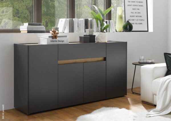 Sideboard City Eiche Wotan Nachbildung anthrazit B/H/T: ca. 170x84x40 cm – Bild 3