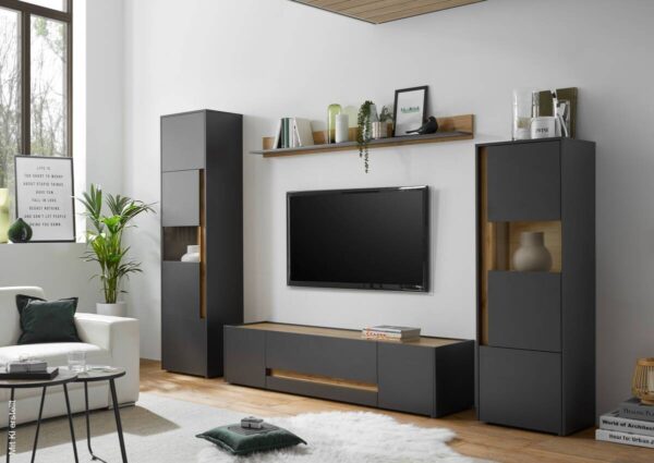 Couchtisch City Eiche Wotan Nachbildung anthrazit B/H/T: ca. 90x38x60 cm – Bild 2