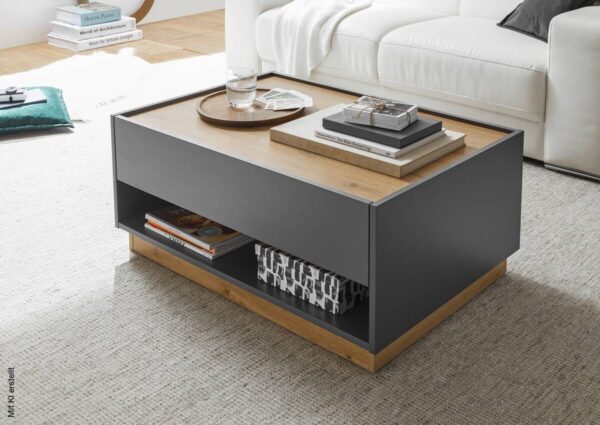 Couchtisch City Eiche Wotan Nachbildung anthrazit B/H/T: ca. 90x38x60 cm – Bild 4