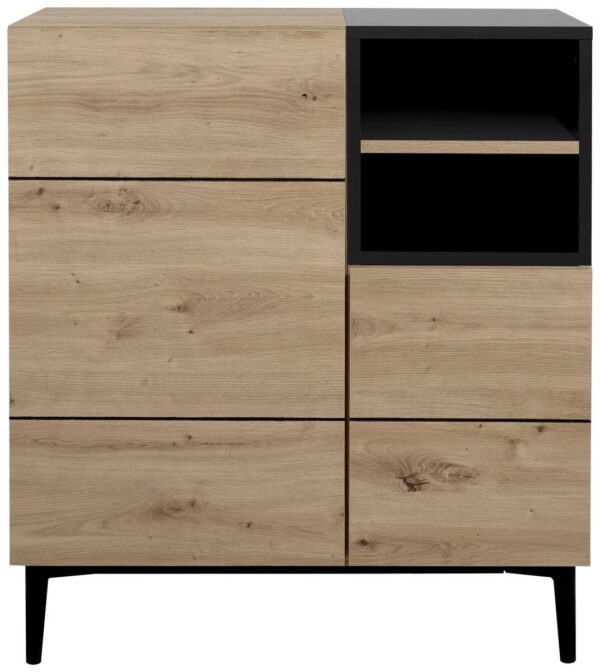 Kommode Nola Eiche Artisan Nachbildung schwarz B/H/T: ca. 80x90x42 cm – Bild 2