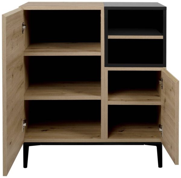 Kommode Nola Eiche Artisan Nachbildung schwarz B/H/T: ca. 80x90x42 cm – Bild 3