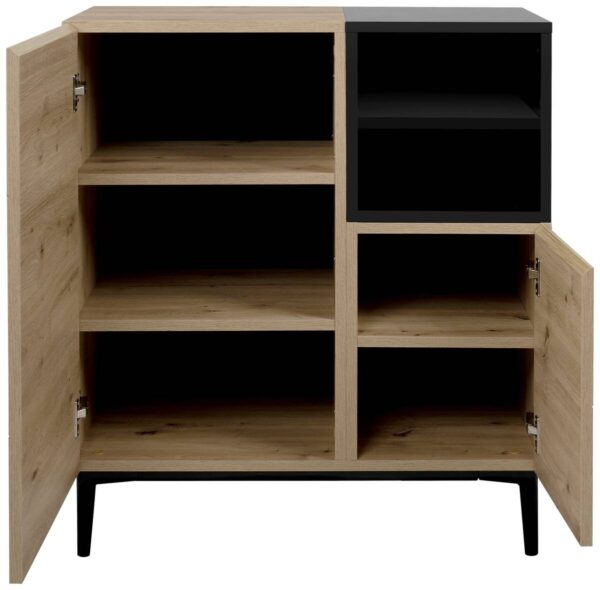 Kommode Nola Eiche Artisan Nachbildung schwarz B/H/T: ca. 80x90x42 cm – Bild 4