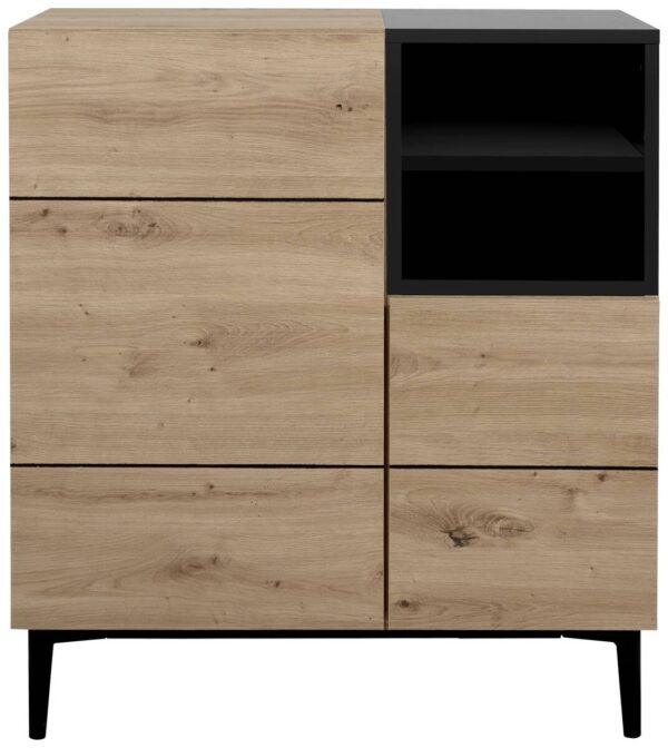 Kommode Nola Eiche Artisan Nachbildung schwarz B/H/T: ca. 80x90x42 cm – Bild 5