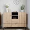 Kommode Nola Eiche Artisan Nachbildung schwarz B/H/T: ca. 120x90x42 cm – Bild 2