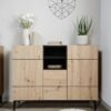 Kommode Nola Eiche Artisan Nachbildung schwarz B/H/T: ca. 120x90x42 cm – Bild 3