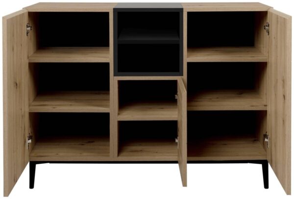 Kommode Nola Eiche Artisan Nachbildung schwarz B/H/T: ca. 120x90x42 cm – Bild 5