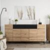 Sideboard Nola Eiche Artisan Nachbildung schwarz B/H/T: ca. 180x90x42 cm – Bild 3