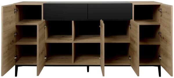 Sideboard Nola Eiche Artisan Nachbildung schwarz B/H/T: ca. 180x90x42 cm – Bild 4