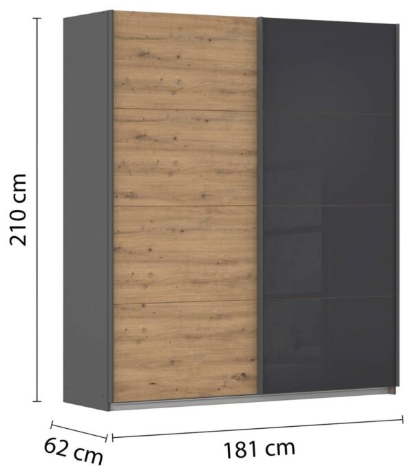 Schwebetürenschrank Quadra grau B/H/T: ca. 180x210x62 cm Schwebetürenschrank Quadra grau B/H/T: ca. 180x210x62 cm – Bild 3