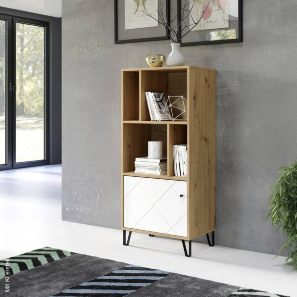 Regal Touch Eiche Artisan Nachbildung weiß matt B/H/T: ca. 63x136x40 cm – Bild 5