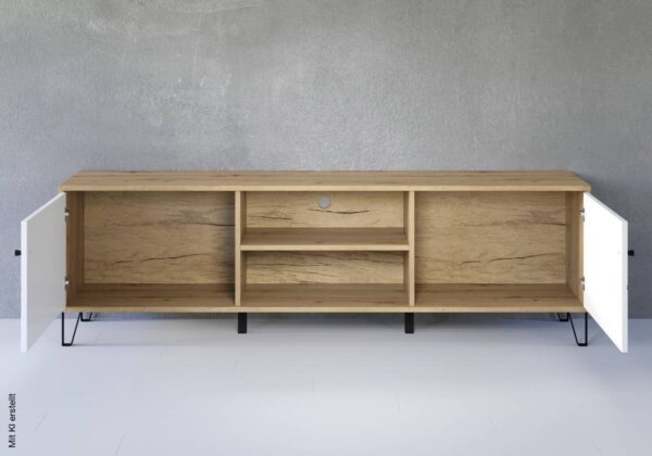 TV-Lowboard Touch Eiche Artisan Nachbildung weiß matt B/H/T: ca. 183x55x40 cm – Bild 5