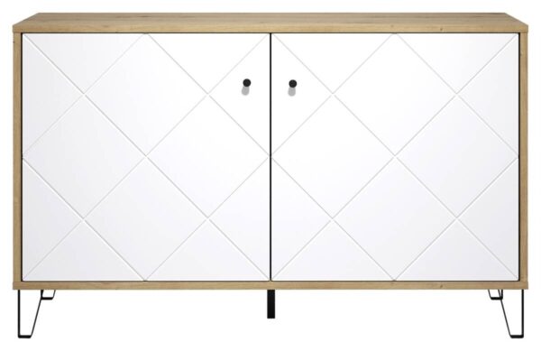 Kommode Touch Eiche Artisan Nachbildung weiß matt B/H/T: ca. 123x76x40 cm – Bild 3