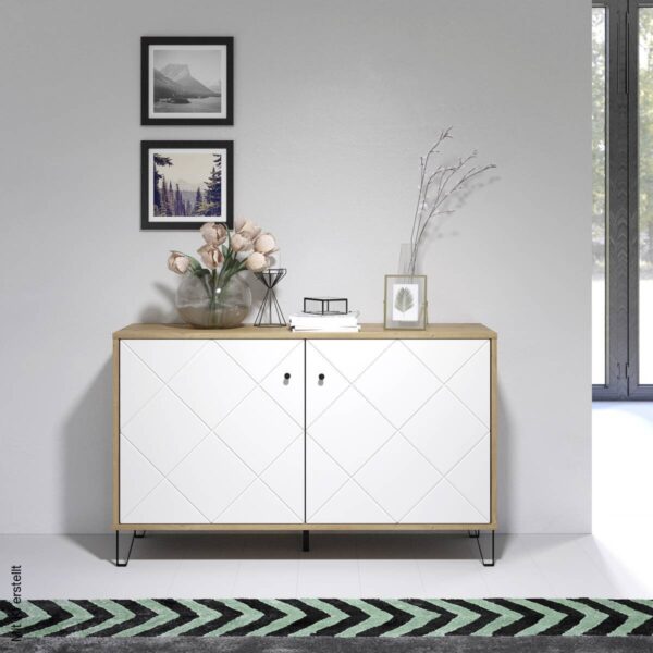 Kommode Touch Eiche Artisan Nachbildung weiß matt B/H/T: ca. 123x76x40 cm – Bild 5