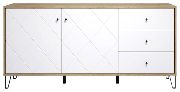 Sideboard Touch Eiche Artisan Nachbildung weiß matt B/H/T: ca. 183x76x40 cm – Bild 2