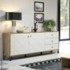 Sideboard Touch Eiche Artisan Nachbildung weiß matt B/H/T: ca. 183x76x40 cm – Bild 4