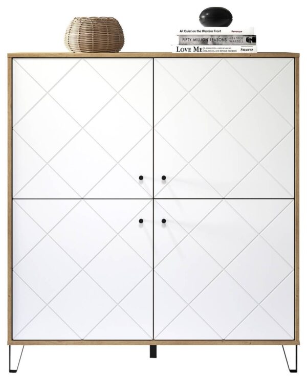 Highboard Touch Eiche Artisan Nachbildung weiß matt B/H/T: ca. 123x136x40 cm – Bild 2