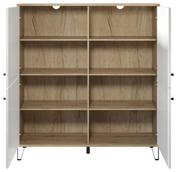 Highboard Touch Eiche Artisan Nachbildung weiß matt B/H/T: ca. 123x136x40 cm – Bild 3