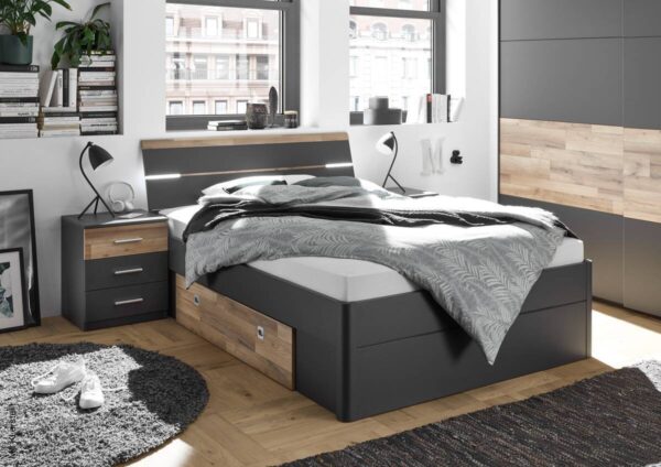 Bett Mars Graphit Montana Oak Nachbildung Liegefläche B/L: ca. 140x200 cm Bett Mars Graphit Montana Oak Nachbildung Liegefläche B/L: ca. 140x200 cm – Bild 2