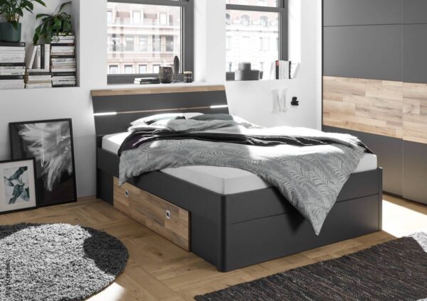 Bett Mars Graphit Montana Oak Nachbildung Liegefläche B/L: ca. 140x200 cm Bett Mars Graphit Montana Oak Nachbildung Liegefläche B/L: ca. 140x200 cm – Bild 3