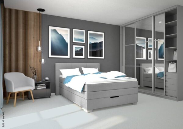 Boxspringbett Anika grau Liegefläche B/L: ca. 140x200 cm – Bild 2