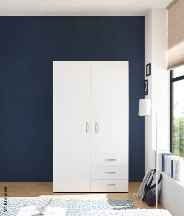 Kleiderschrank Harry weiß B/H/T: ca. 100x177x50 cm – Bild 3