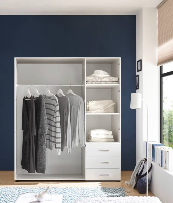 Kleiderschrank Harry weiß B/H/T: ca. 150x177x50 cm – Bild 3