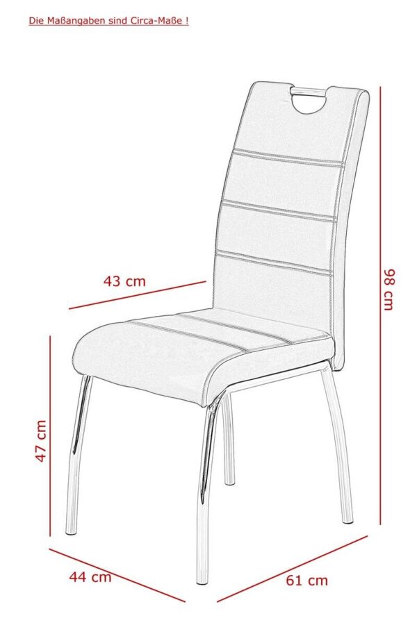 Stuhl Susi 4er Set grau Kunstleder B/H/T: ca. 44x98x61 cm – Bild 2
