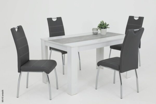 Stuhl Susi 4er Set grau Kunstleder B/H/T: ca. 44x98x61 cm – Bild 3