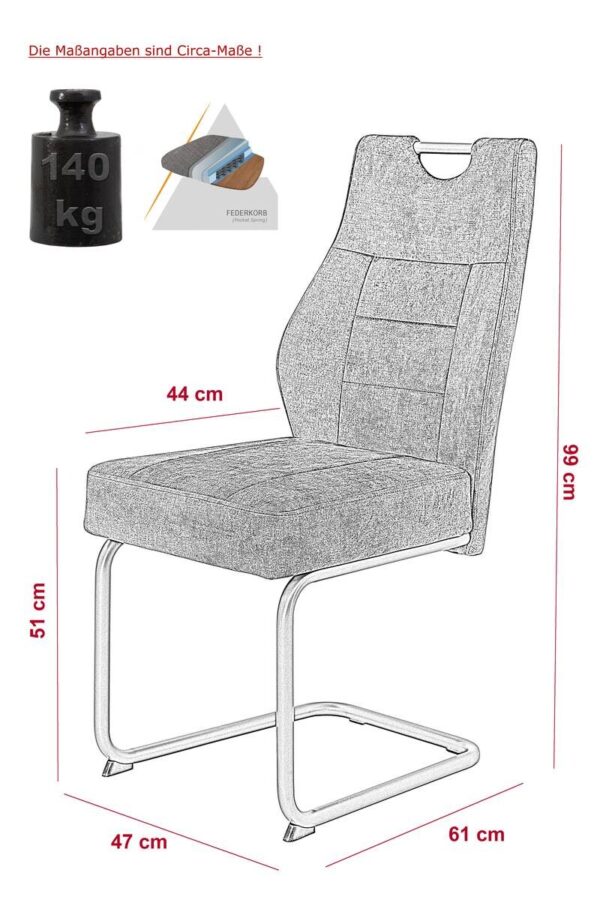 Schwingstuhl Linda 2er Set anthrazit Vintage Microfaser B/H/T: ca. 47x99x61 cm – Bild 2