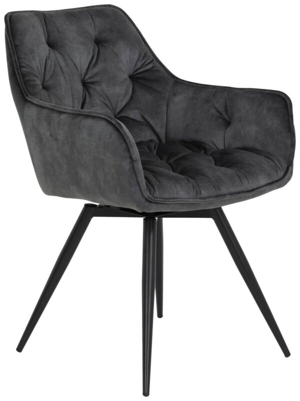 Stuhl Florentina 2er Set anthrazit Vintage Samtoptik B/H/T: ca. 49x84x63 cm Stuhl Florentina 2er Set anthrazit Vintage Samtoptik B/H/T: ca. 49x84x63 cm – Bild 3