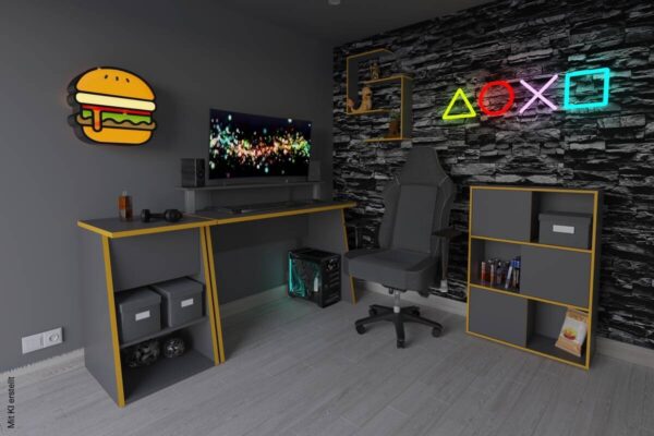 Gaming-Schreibtisch anthrazit orange B/H/T: ca. 117x93x50 cm – Bild 3
