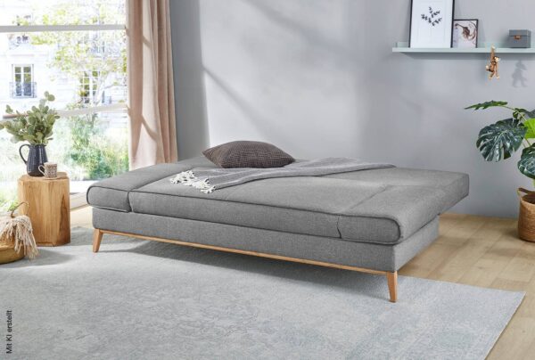 Schlafsofa grau Microfaser B/H/T: ca. 198x87x92 cm Schlafsofa grau Microfaser B/H/T: ca. 198x87x92 cm – Bild 2