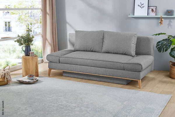 Schlafsofa grau Microfaser B/H/T: ca. 198x87x92 cm Schlafsofa grau Microfaser B/H/T: ca. 198x87x92 cm – Bild 3