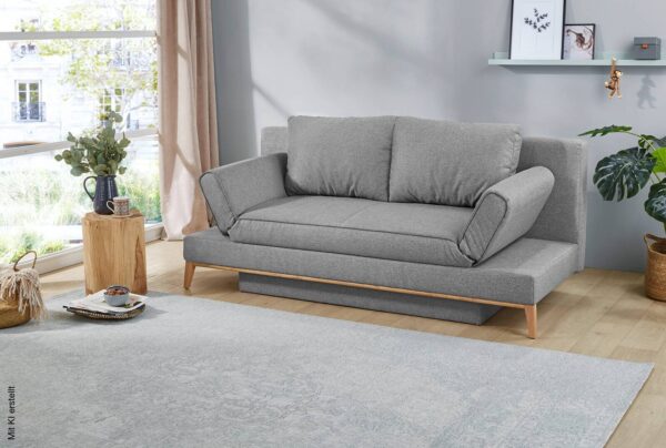 Schlafsofa grau Microfaser B/H/T: ca. 198x87x92 cm Schlafsofa grau Microfaser B/H/T: ca. 198x87x92 cm – Bild 4