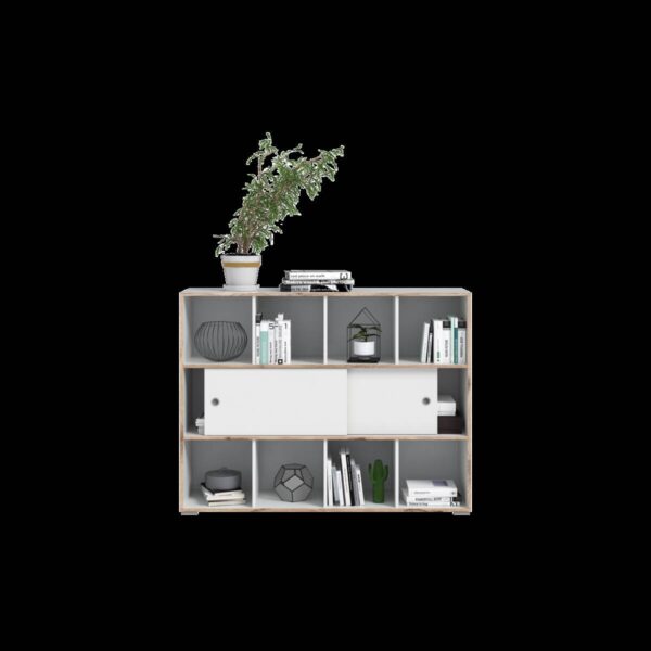 Schiebetürenschrank Jesper weiß Eiche Nachbildung B/H/T: ca. 141x109x40 cm – Bild 2