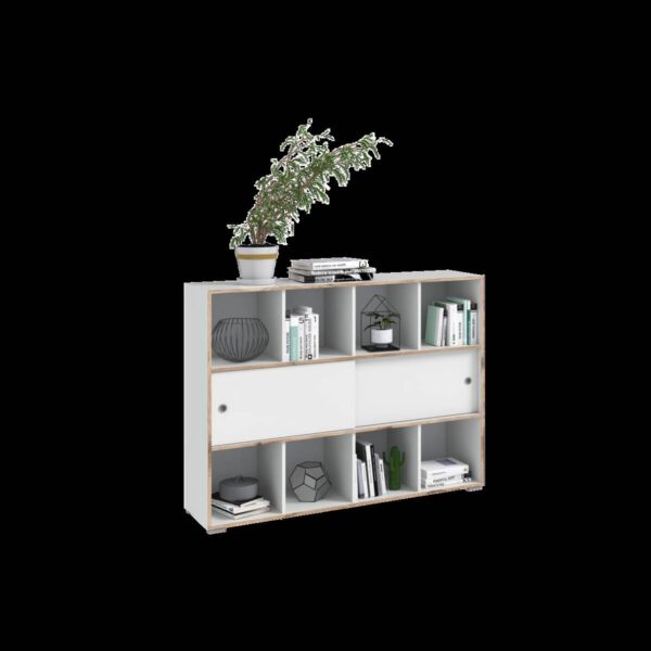 Schiebetürenschrank Jesper weiß Eiche Nachbildung B/H/T: ca. 141x109x40 cm – Bild 3