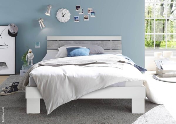 Futonbett Lyon weiß Beton Optik Liegefläche B/L: ca. 140x200 cm – Bild 2