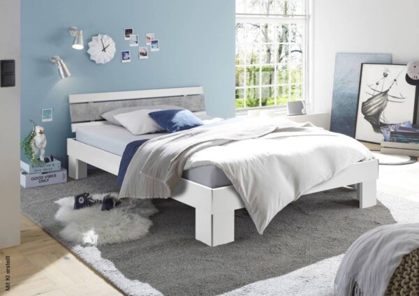Futonbett Lyon weiß Beton Optik Liegefläche B/L: ca. 140x200 cm – Bild 4